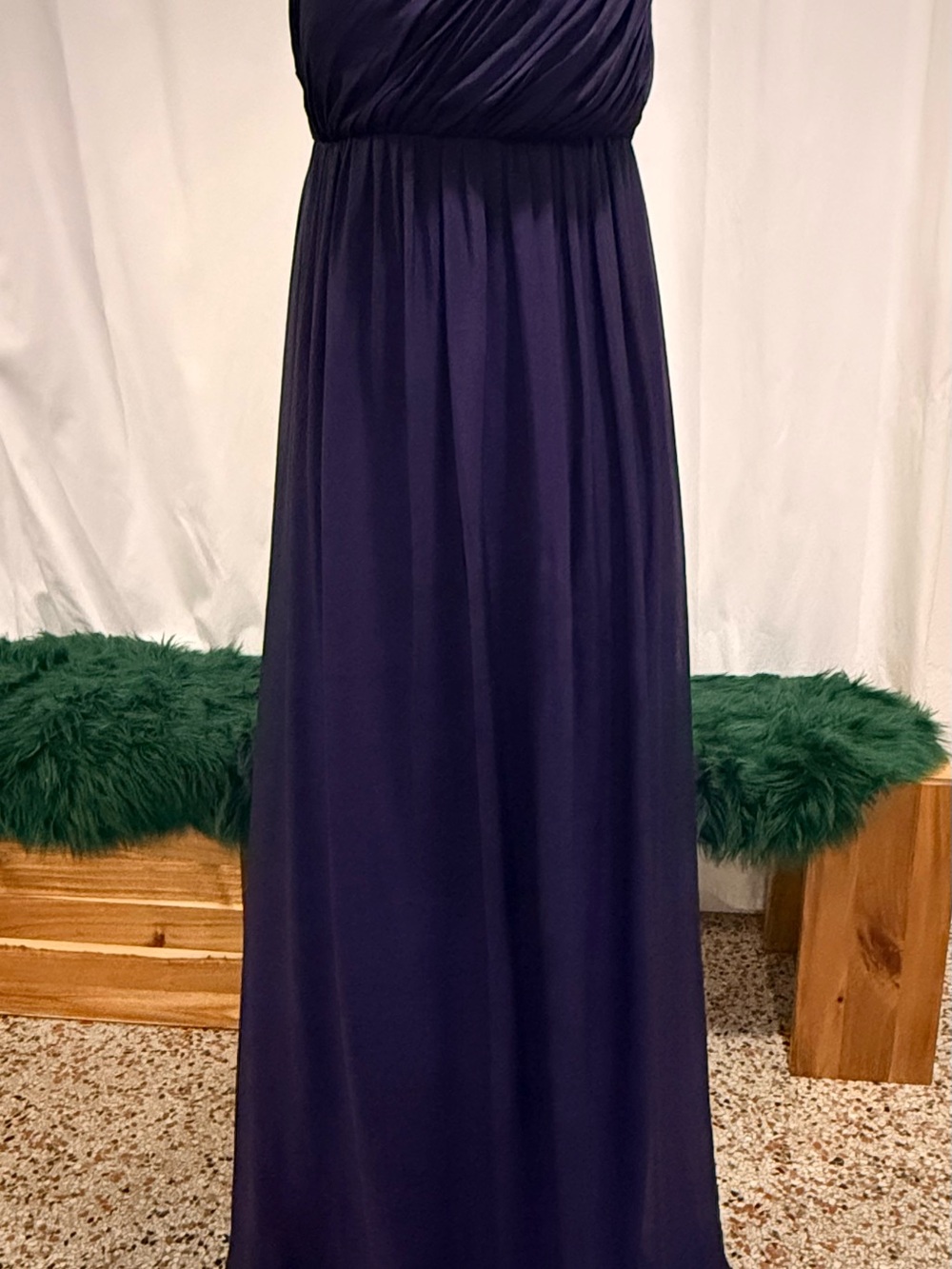 Kay Unger Deep Purple One-Shoulder Maxi Gown - Picture 2 of 10